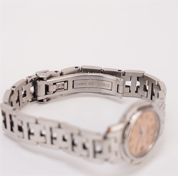 Đồng hồ Hermes tròn dây bạc KG+