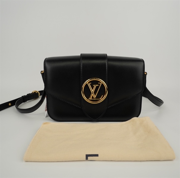 Túi LV đen khoá vàng lòng hồng sz23+
