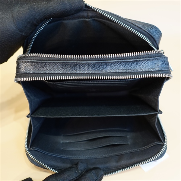 Túi LV đeo chéo ô vuông xanh đen 2zip+