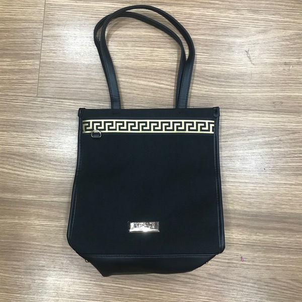 Túi tote Versace đen viền vàng KG+