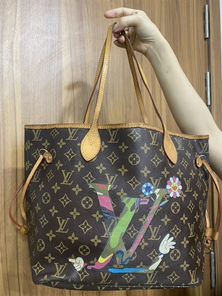 Túi Neverfull LV logo nhiều màu +