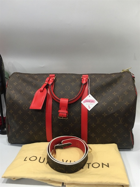 Túi LV du lịch quai đỏ +