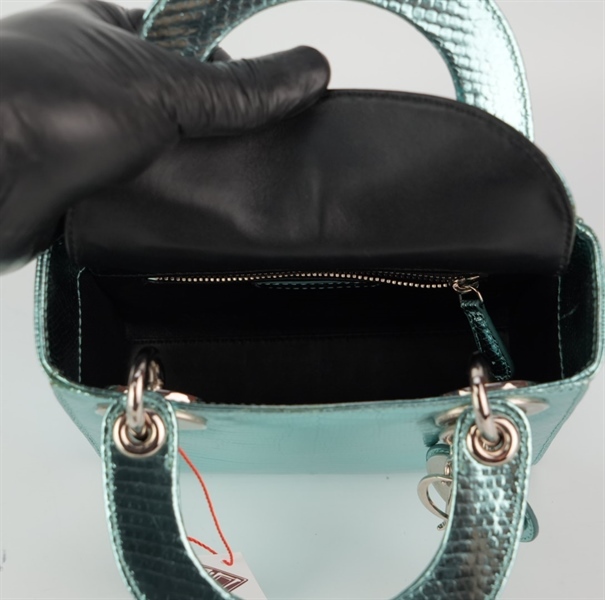 Túi Dior Lady da xanh dương sz mini KG+