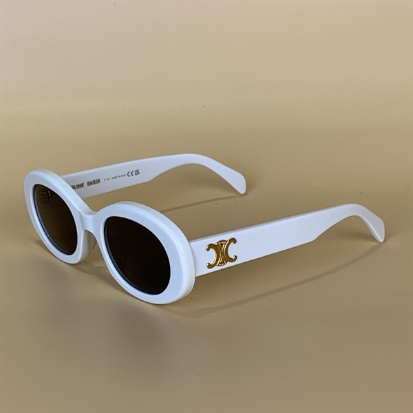 Kính Celine trắng logo vàng KG+