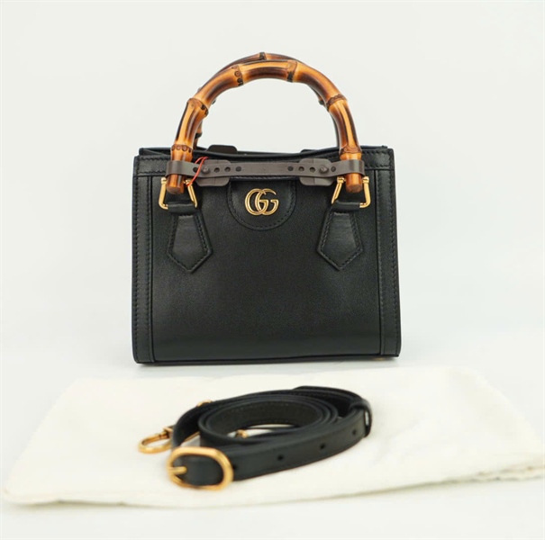 Túi GG đen quai trúc size 20 +
