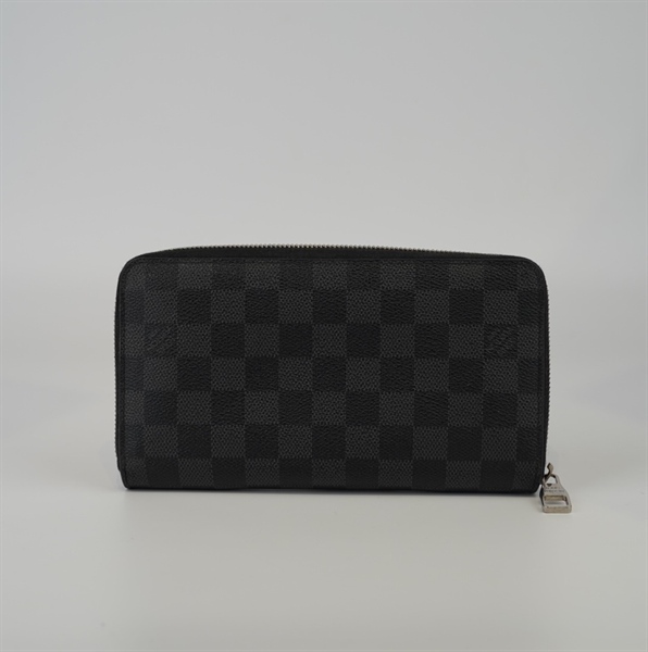 Ví LV dài ô vuông xanh đen khoá kéo+