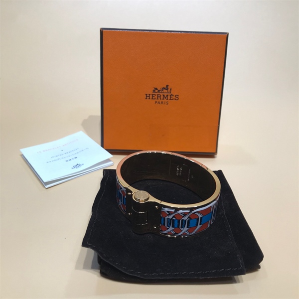 Vòng tay Hermes vàng họa tiết đỏ xanh +