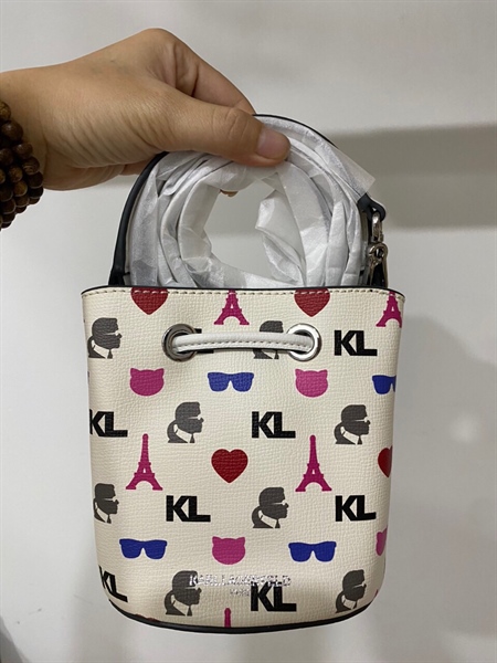 Túi Karl Lagerfeld Họa Tiết Đen Hồng KG+