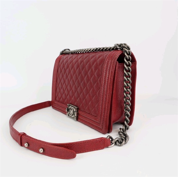 Túi Chanel Boy sz M đỏ đô KG+