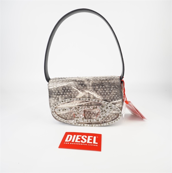 Túi Diesel xám logo đính đá +