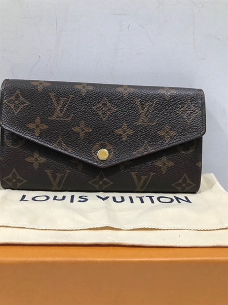 Ví Dài LV Hoa Nâu Nút Bấm+