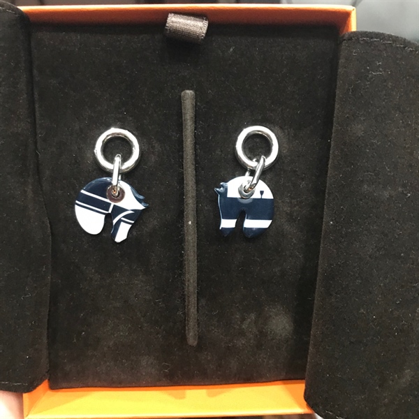 Bông Tại Hermes Ngựa Xanh Trắng+