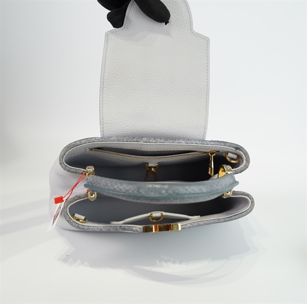 Túi LV Capu BB xám xanh quai Python sz26 +