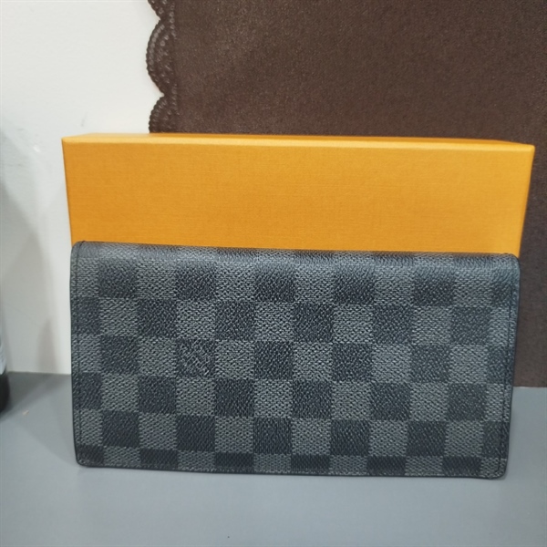 Ví Dài Gập 2 LV Ô Vuông Xanh Đen+