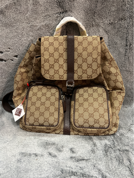 Balo GG hoa nâu 2 túi trc +