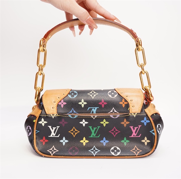 Túi LV kẹp nách đen hoa màu TB+