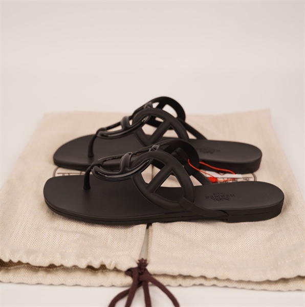 Dép Hermes đen+