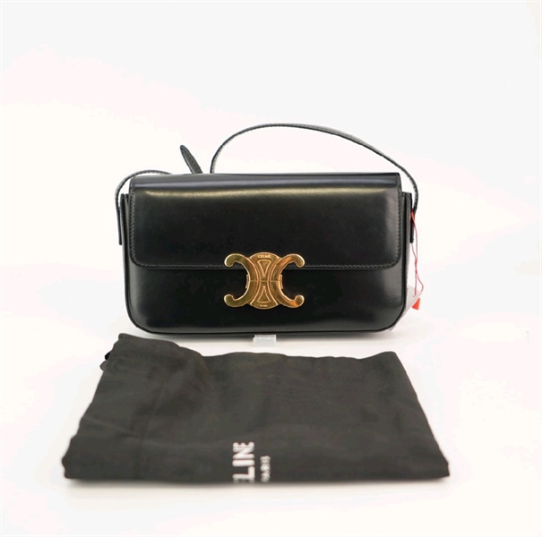 Túi Celine Triomphe da đen bóng KG+