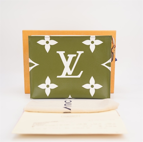 Túi LV clutch trắng xanh +