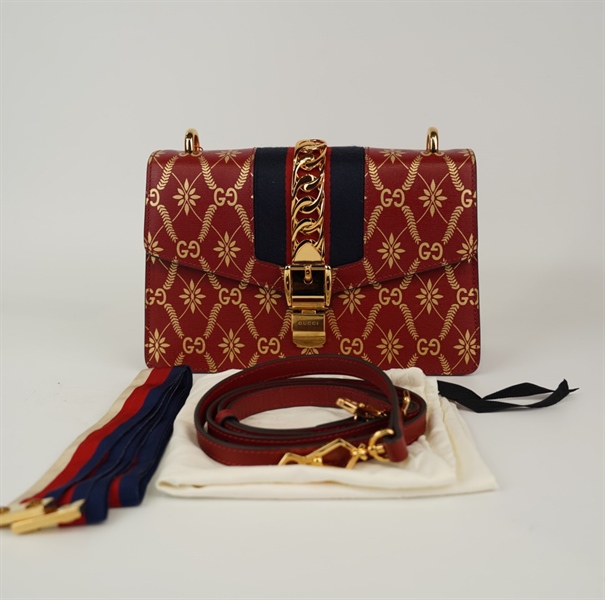 Túi GG màu đỏ hoạ tiết +