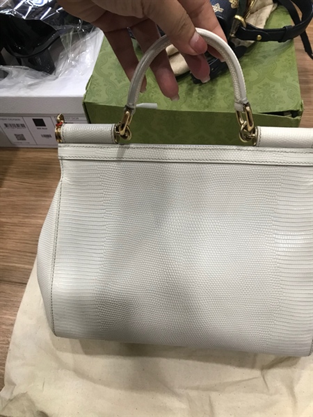 Túi xách D&G trắng logo đá nhiều màu KG+