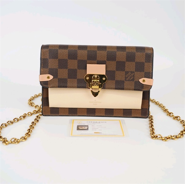 Túi LV kẹp nách ô vuông nâu phối kem KG+