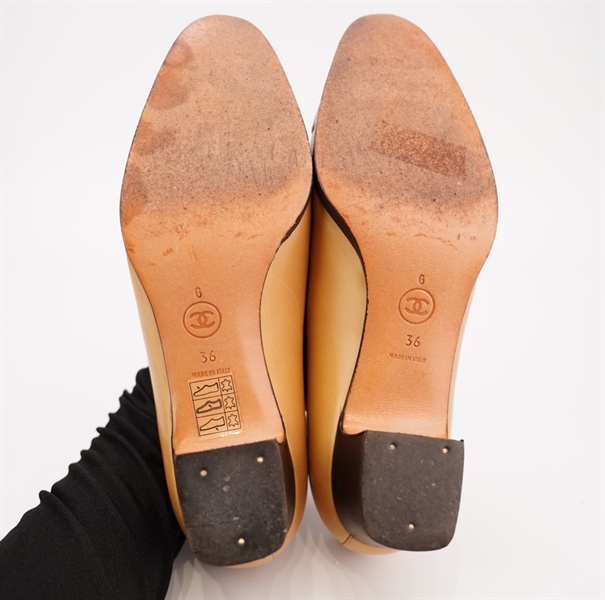 Giày Chanel màu nude sz6 cao 5p KG+