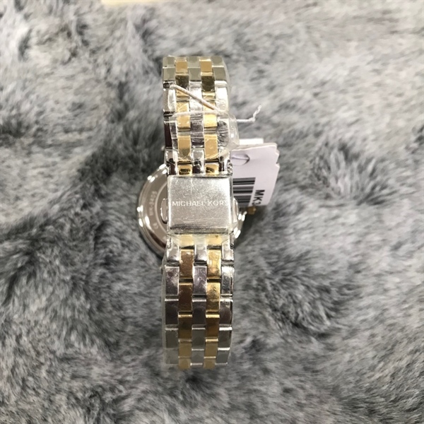 Đồng hồ MK mặt tròn bạc phối vàng+