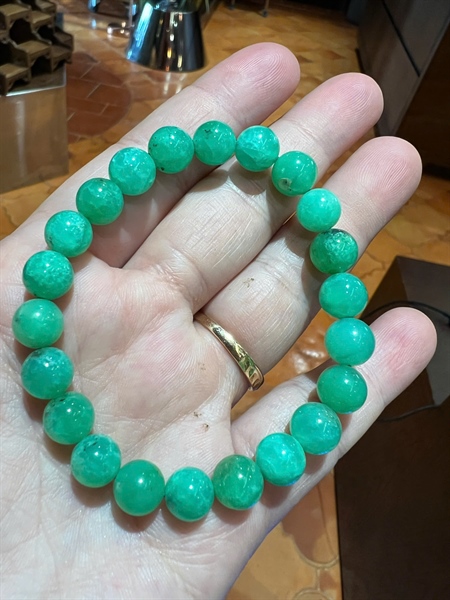 Vòng tay đá mã não xanh +