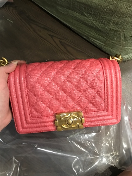 Túi Chanel boy hồng nude +