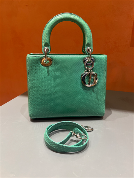 Túi Dior Lady da trăn màu xanh ngọc KG+