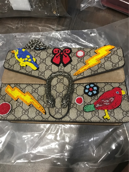 Túi GG Dionysus xám thêu hình