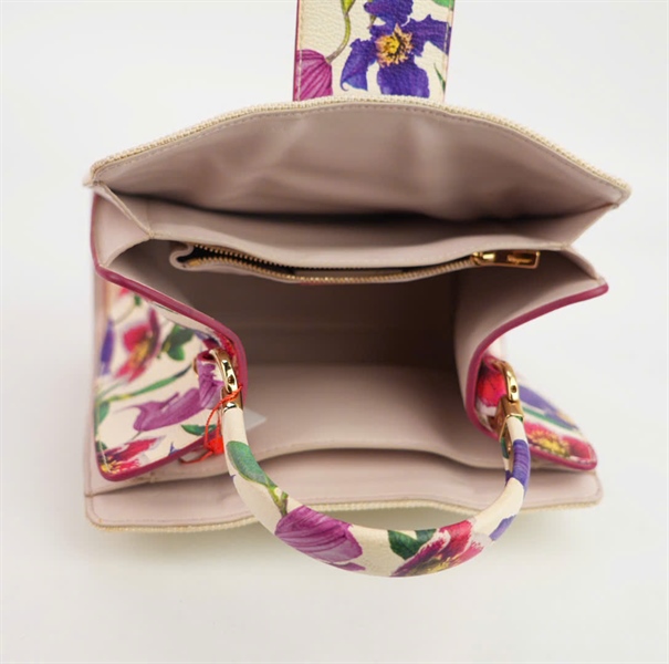 Túi Salvatore trắng phối hoa size 22 +