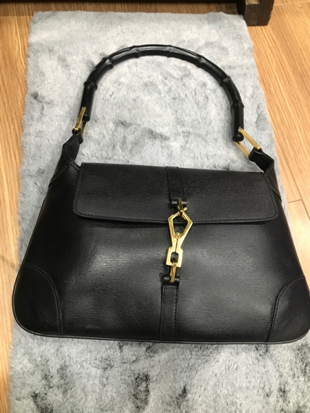 Túi xách tay GG quai trúc đen KG+