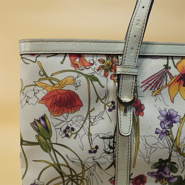 Túi tote GG trắng hoa lá KG+