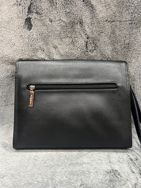 Túi Clutch YSL đen khóa trắng KG+