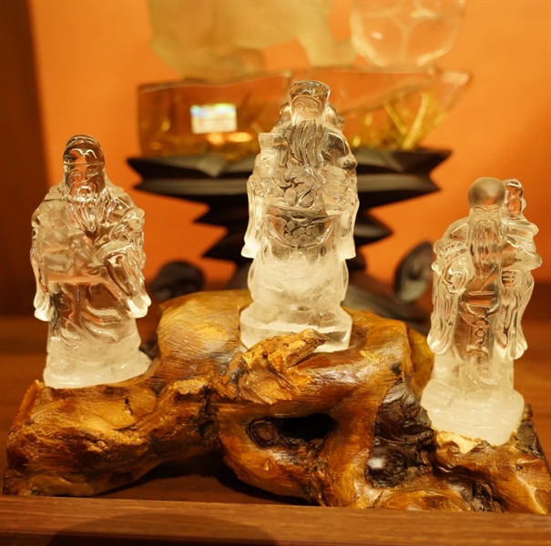 Bộ tam đa phúc lộc thọ thạch anh trắng+