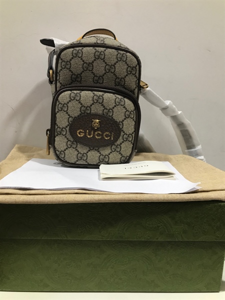 Túi Đeo Chéo GG Xám Đầu Hổ+