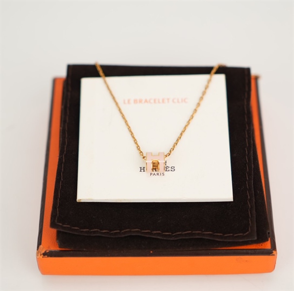 Dây Chuyền Hermes vàng mặt hồng nude KG+