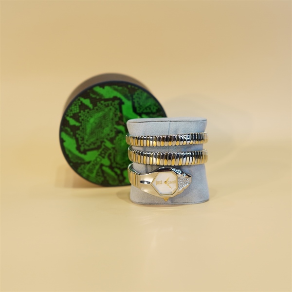 Đồng hồ nữ Just Cavali rắn vàng phối bạc KG+