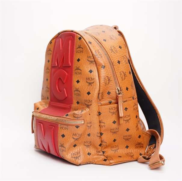 Balo MCM nâu phối sọc đỏ TB+