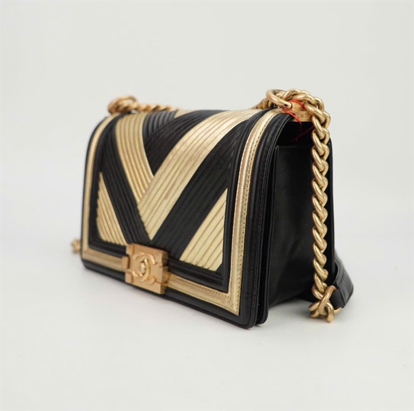 Túi Chanel phối màu đen vàng size 24 ++