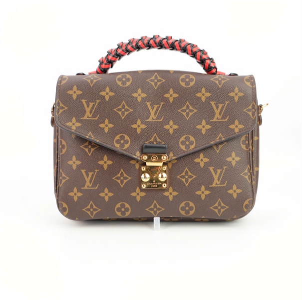 Túi LV hoa nâu quai viền đỏ size 22 ++