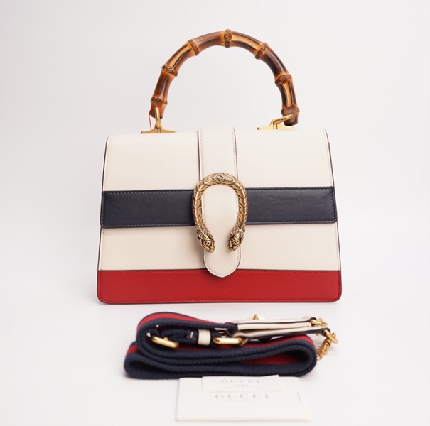 Túi GG đầu rồng trắng quai trúc 24cm TB+