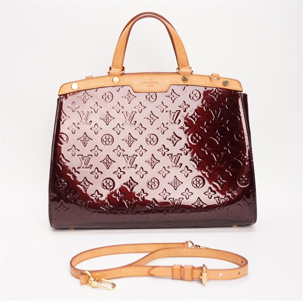 Túi LV tote hoa nâu bóng 35cm TB+