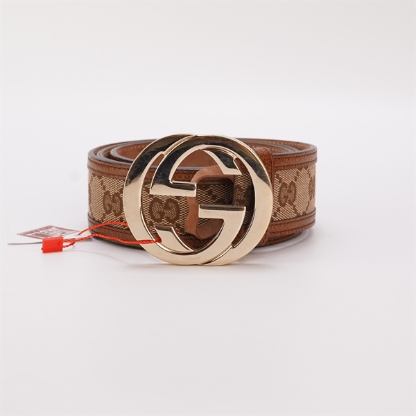 Thắt lưng GG nâu logo vàng+