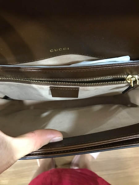 Túi GG Xám Viền Nâu+