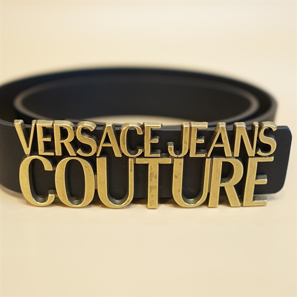 Thắt Lưng Versace Đen CHữ Mạ Giả Cổ KG+