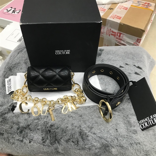 Thắt Lưng Kèm Túi Versace Mặt Khóa Tròn KG+