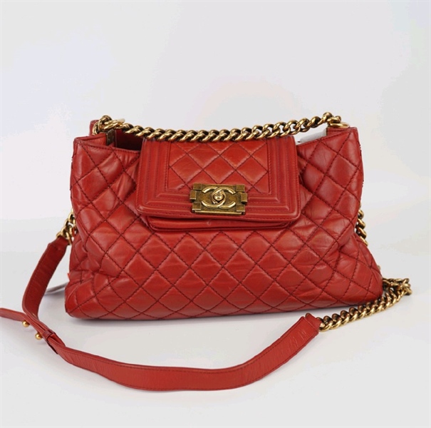 Túi Chanel Boy đỏ da mềm (17753930) sz34 +